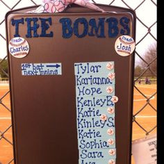 Dugout Batting Order Made with magnets on a cookie sheet. Use a metal ...
