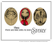 Little Red Riding Hood And Wolf Art Girl Fairy Tale Decor Funny Quote ...