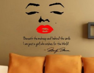 Home Wall Vinyl Marilyn Monroe Wall Decal Decor Quote Face Red Lips ...