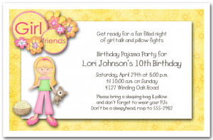 Pajama Party Invitations - lots of hair colors - TheInvitationShop.com