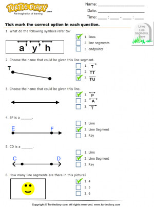 Points Lines Segments and Rays Worksheets