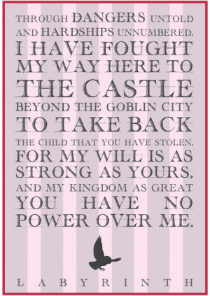 Labyrinth Sarah Movie Quote Art Print