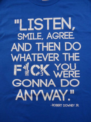 Robert Downey JR Blue T-shirt - Listen Smile Agree size S, M, L, XL ...