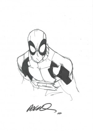 Humberto Ramos Original Deadpool sketch done in ink on 9x12 bristol ...