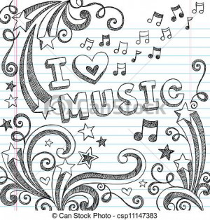 Love Music Back to School Sketchy Notebook Doodles with Music Notes ...