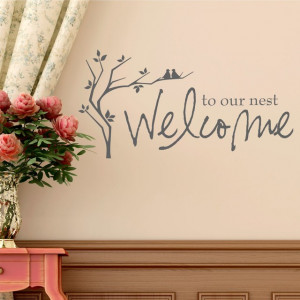 Welcome To Our Nest Entry Wall Quotes Decal, Slate traditional-wall ...