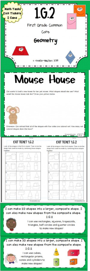 2D and 3D Shapes. Math tasks, exit tickets, I can statements ...