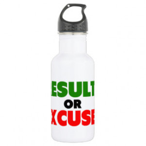 Results or Excuses | Fitness Quotes | Green Style 18oz Water Bottle