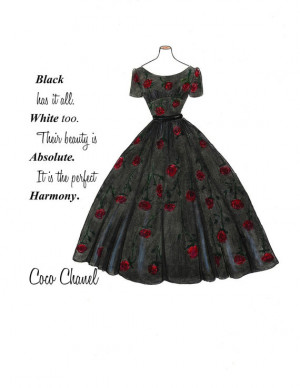 Vintage 1950 Black Dress Fashion Illustration- Inspirational Print ...
