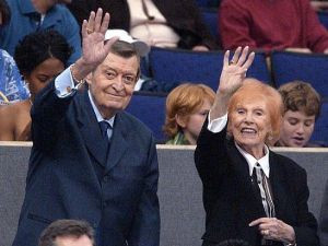 LEGEND: Former Lakers announcer Chick Hearn, shown in 2002, and wife ...