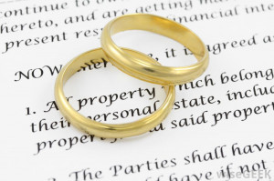 wedding bands atop a marriage contract excerpt