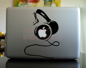 Macbook - Headphones DJ - cute funny apple decal laptops notebooks ...