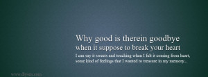 Why Good Is Therein Goodbye When It Suppose To Break Your Heart