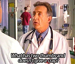 scrubs how ya doin bob kelso two thumbs and doesnt give a crap ...