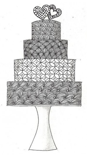 Wedding cake zentangle by Barbara Finwall