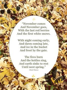 November poem by Clyde Watson. #Fall #Autumn #November #Quotes ...