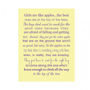 Girls are like apples print- apple tree quote, top of the tree ...
