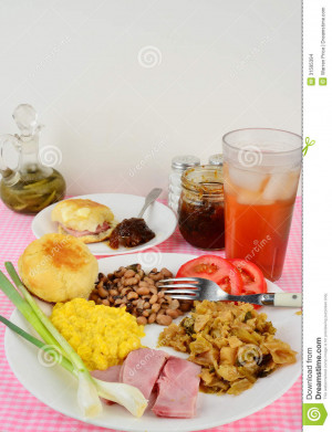 Cartoon Vector Illustration Ham Peas Plate