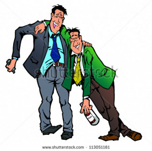 Drunk People Cartoon Two drunk men - stock photo