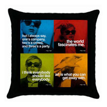 Andy Warhol - Photo Quotes Collage (Blue, Green, Red, Yellow) : Pillow ...