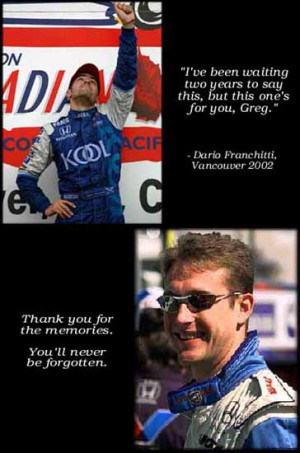 This one's for you, Greg... Dario Franchitti's tribute to Greg Moore ...