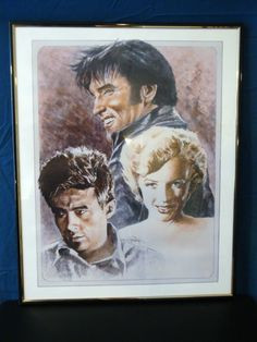 Elvis Presley, James Dean, Marilyn Monroe framed poster