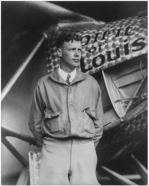 photo of Charles Lindbergh standing in front of his plane “Spirit of ...