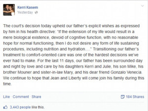 Update: In a Facebook post Kerri Kasem announced that her father had ...
