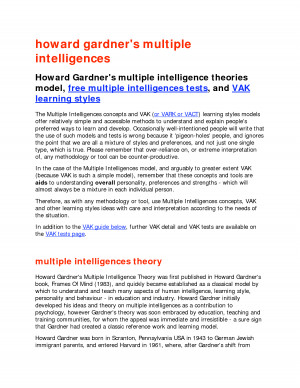 Howard Gardner Learning Styles Multiple Intelligences