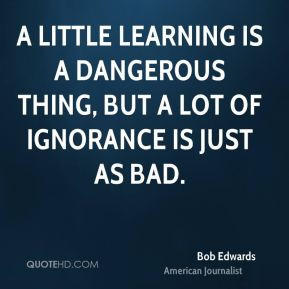 little learning is a dangerous thing, but a lot of ignorance is just ...