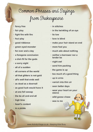 Common phrases and sayings from Shakespeare
