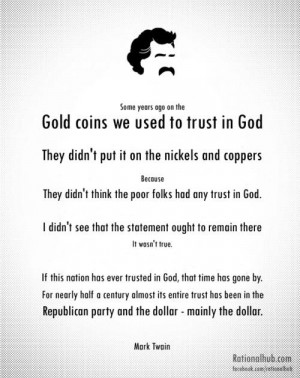 Mark twain, quotes, sayings, gold, money, trust, god