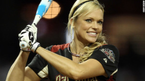 Jennie Finch warms up during the 2011 Taco Bell All-Star Legends ...
