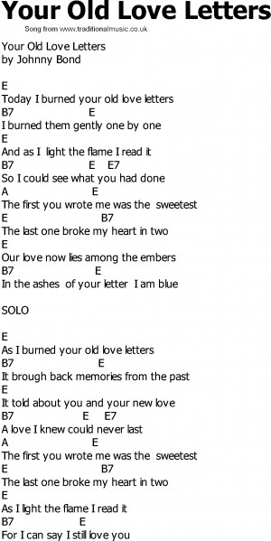 Old Country song lyrics with chords - Your Old Love Letters