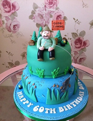 ... fishing theme with hand modelled figure for a 60th birthday in