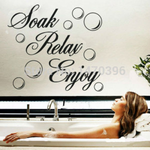 ... Kitchen Stickers Bathroom Quote Vinyl Soak Relax Enjoy Bath Panel UK1