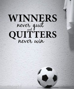 Details over WINNERS NEVER QUIT..SPORT QUOTE FOOTBALL WALL DECAL ...