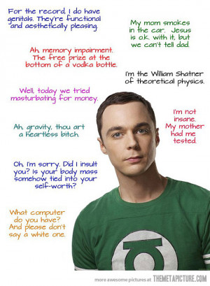 funny Sheldon Cooper quotes science
