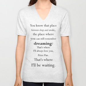 Peter Pan Wendy Tinkerbell Quote J. M. Barrie V-neck T-shirt
