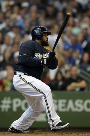 Prince Fielder Prince Fielder 28 of the Milwaukee Brewers hits an RBI