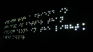 ... selection of quotes about light and blindness, written in raised LEDs