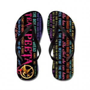 Team Peeta Quotes Black Flip Flops