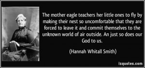 The mother eagle teachers her little ones to fly by making their nest ...