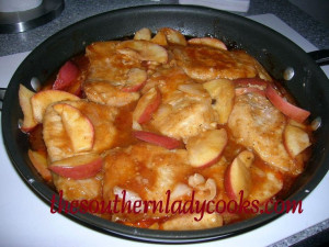 PORK CHOP AND APPLE SKILLET-I didn't bread them first, or use oil to ...