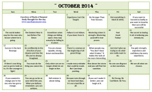 October 2014 Motivational Thoughts Calendar