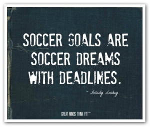 Soccer goals are soccer dreams withdeadlines.