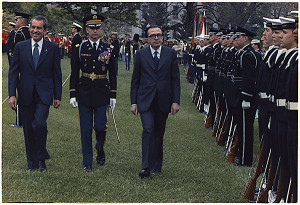 Arrival cerimony, welcome by Richard Nixon, 1973