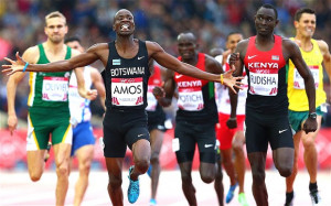 Nijel Amos and David Rudisha David Rudisha is beaten by Nijel Amos