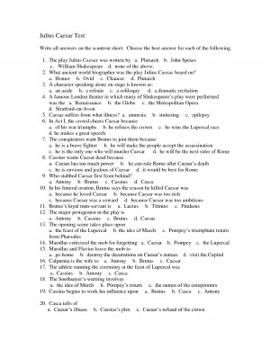 Julius Caesar Test Write all answers on the scantron sheet Choose the ...