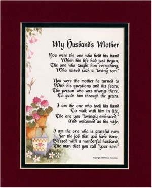 Gift For A Mother-in-law. Touching 8×10 Poem, Double-matted in ...
